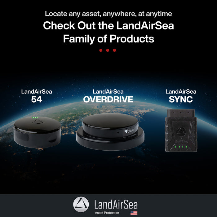 LandAirSea 54 - Made in the USA from Domestic & Foreign Components. Long Battery, Magnetic, Waterproof, Global Tracking. Subscription Required